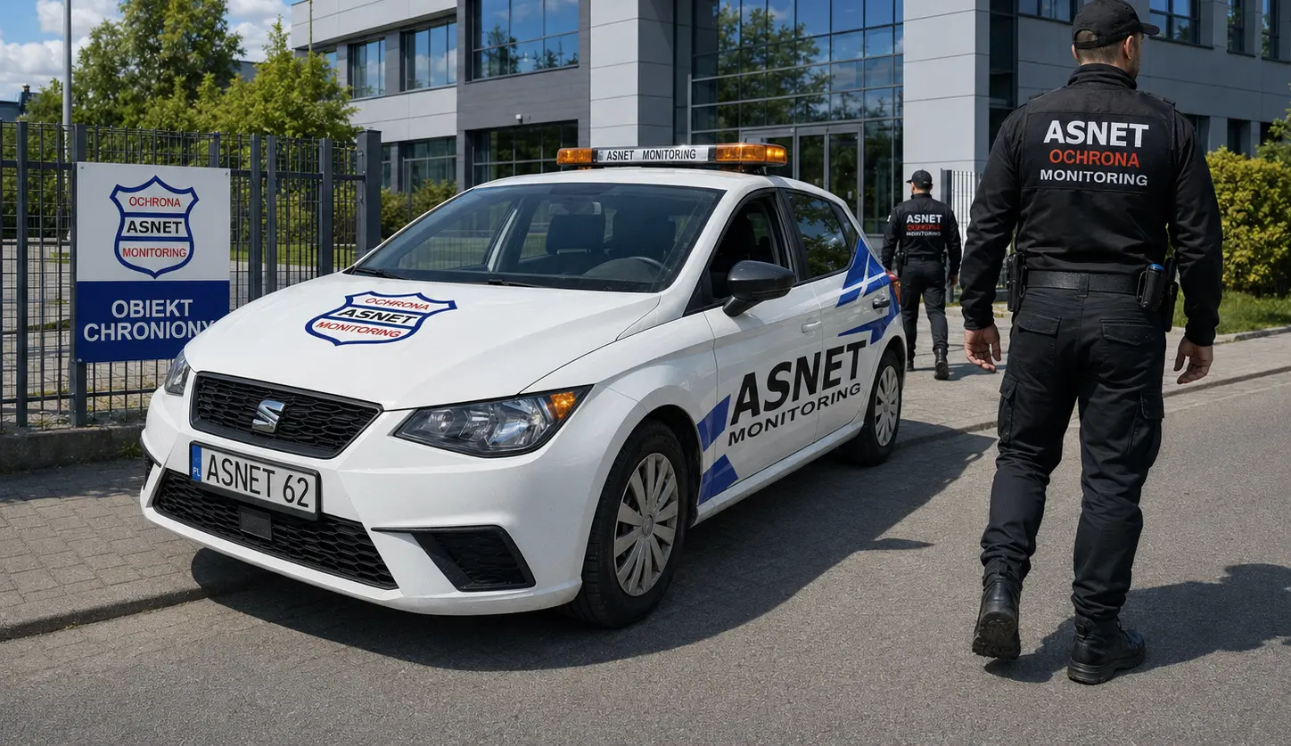 Ochrona firmy — patrol ASNET przy biurowcu w Bydgoszczy