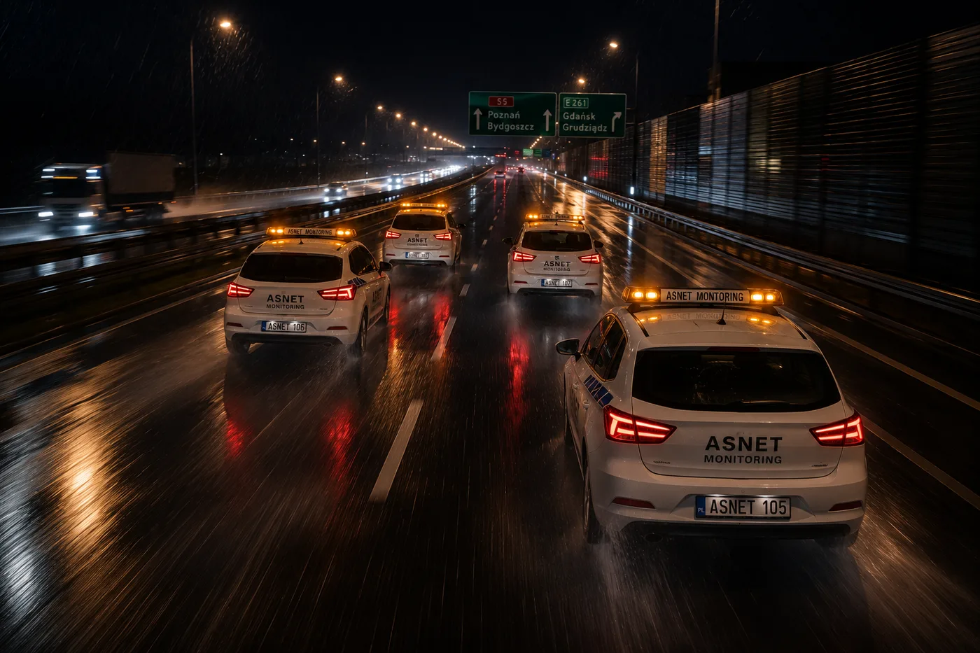 Patrol interwencyjny ASNET Monitoring nocą — Solec Kujawski