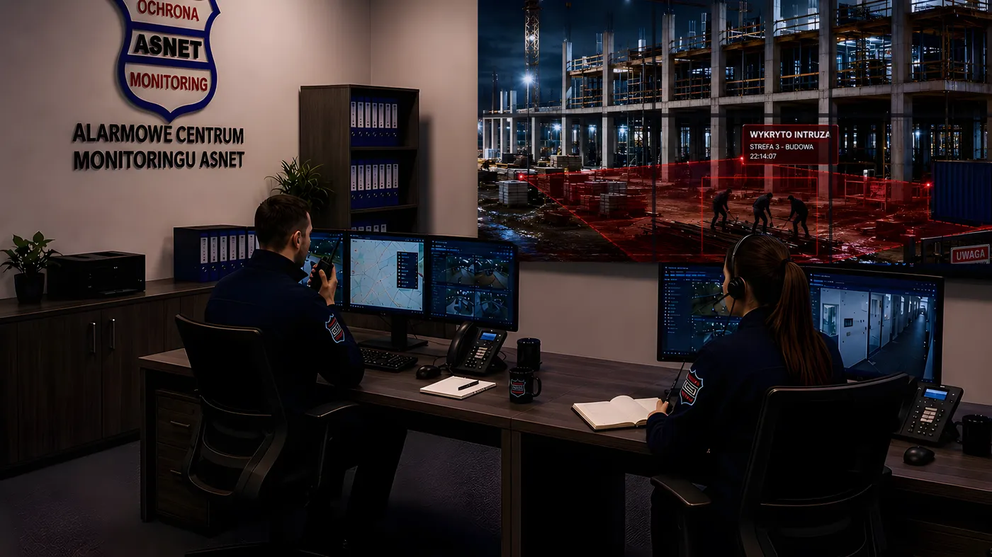 Stanowisko operatorskie Alarmowego Centrum Monitoringu ASNET podczas weryfikacji zdarzenia